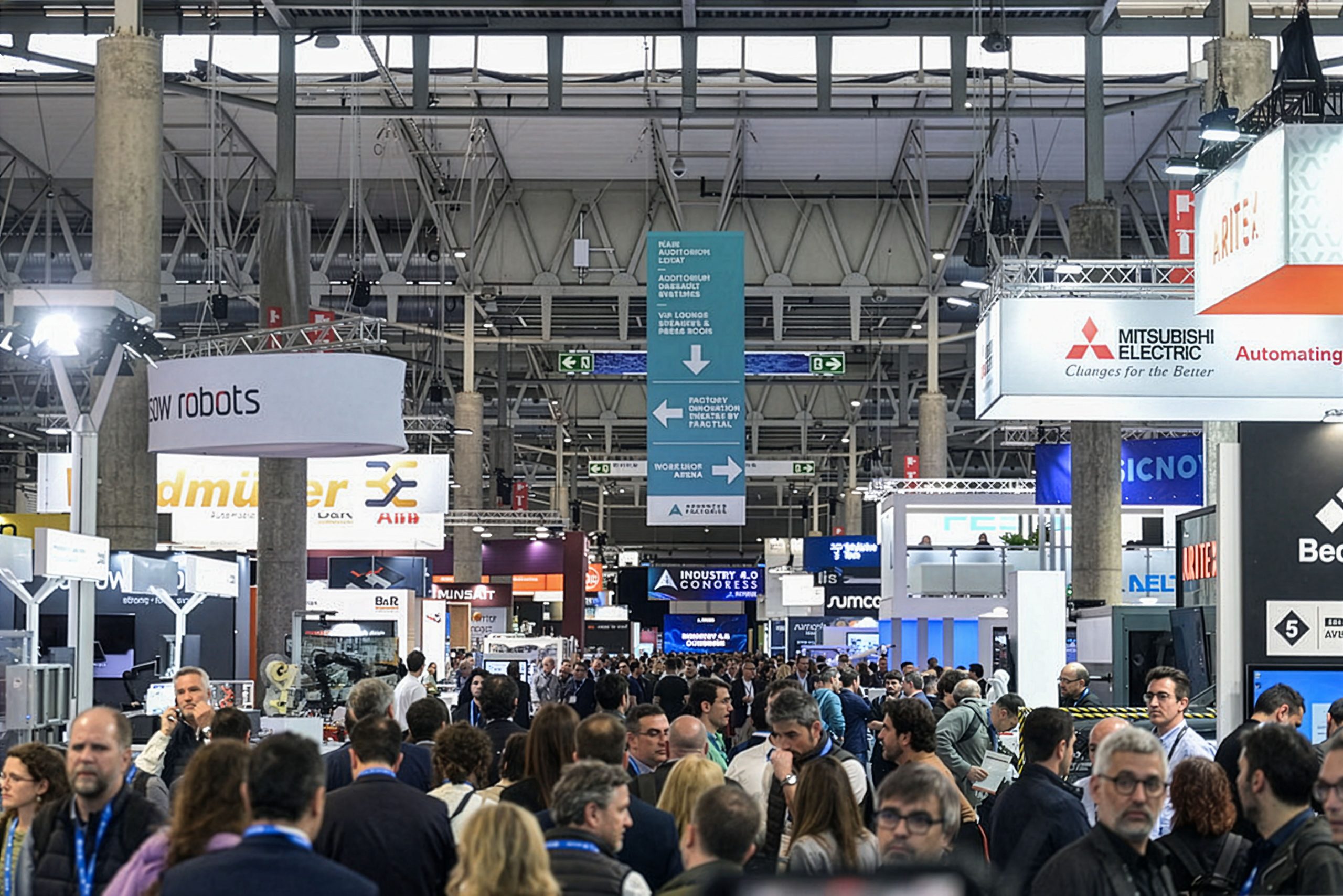 Entrada de visitantes a Advanced Factories, evento de referencia en automatización industrial